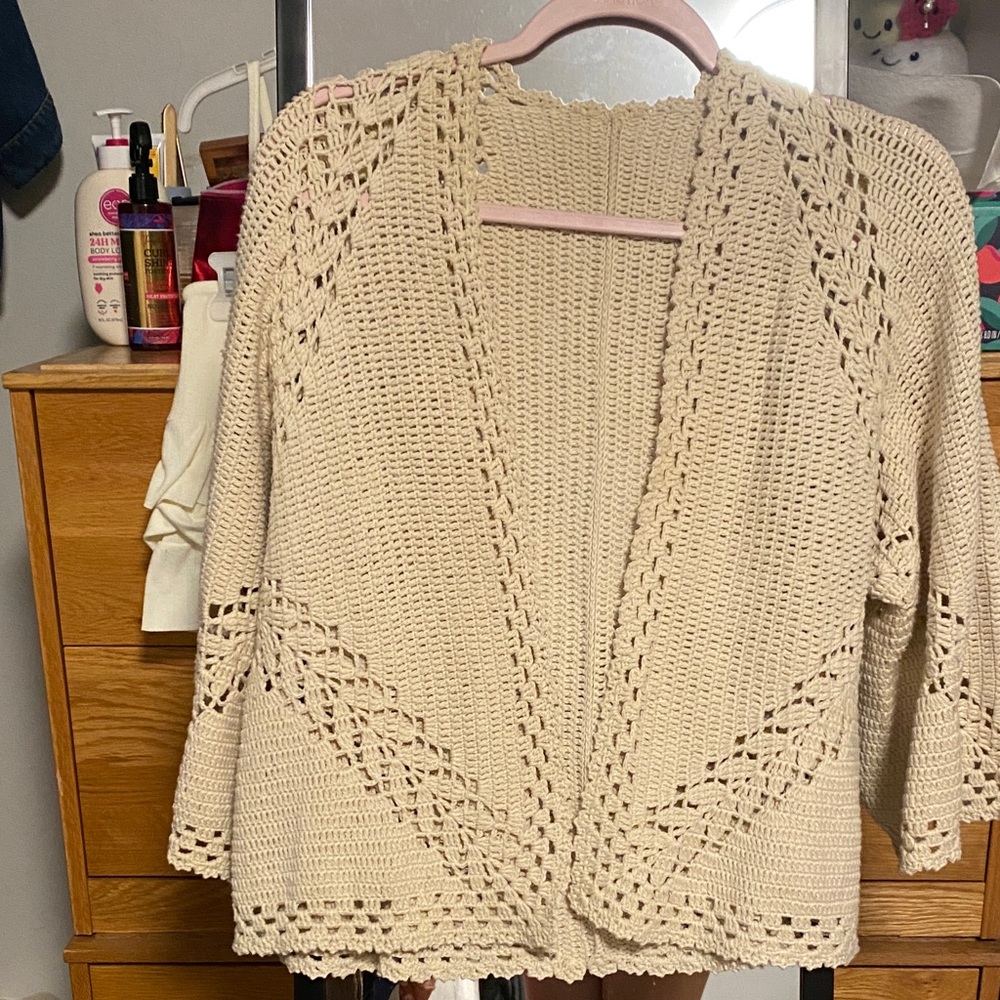 Chic Cream Open-Front Cardigan